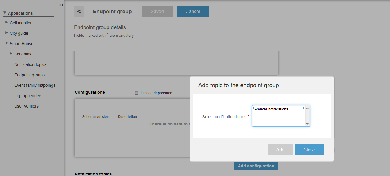 Add topic to endpoint group